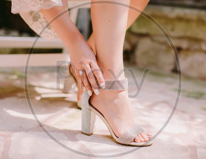 Woman Wearing High Heel Shoes