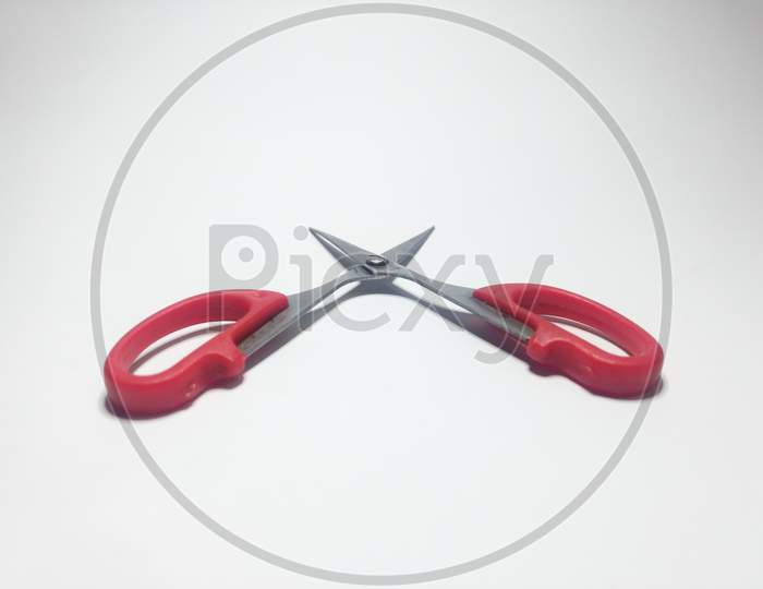 Close Up Of Scissors Isolated On White Background