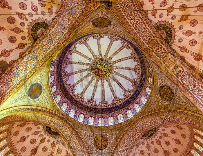 Dome Of Sultan Ahmet Mosque (Blue Mosque) In Istanbul, Turkey