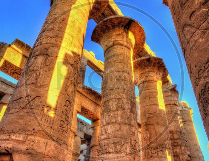 Columns In The Great Hypostyle Hall, Karnak Temple - Egypt