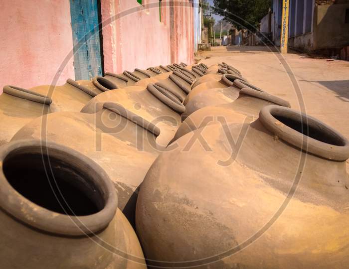Indian Traditional Handmade Clay Pots For Drinking Water