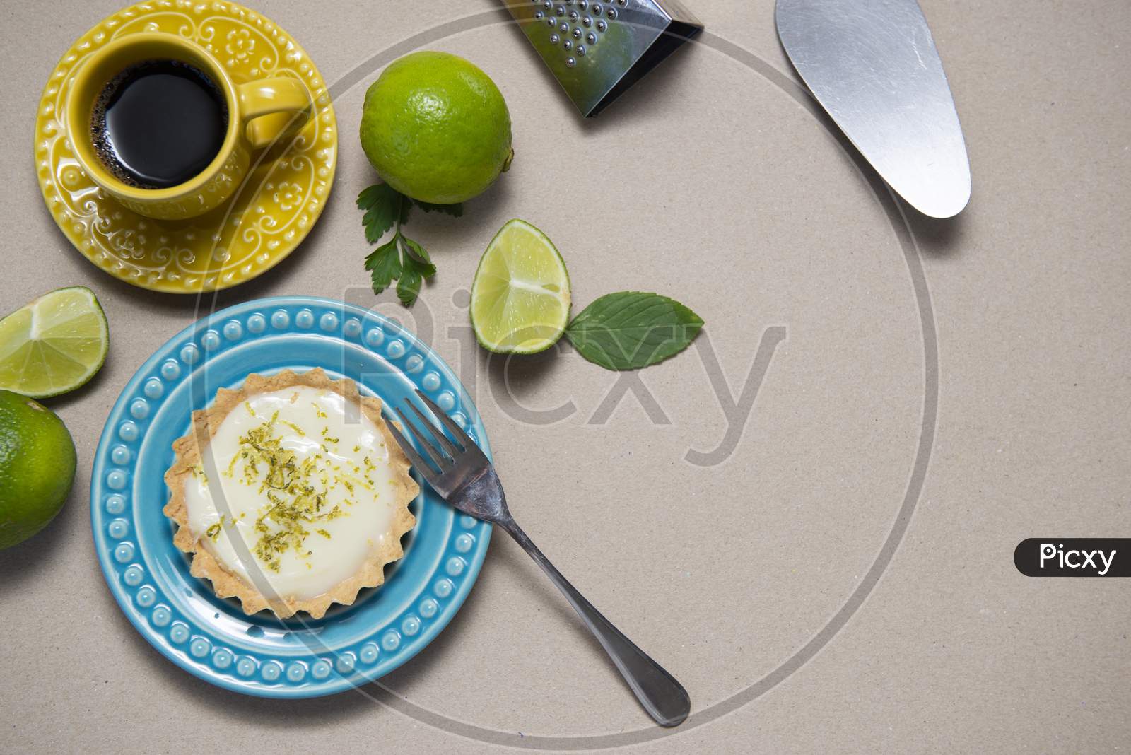 Food Concept Homemade Organic Lemon, Lime Tarts.