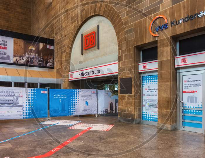 Stuttgart,Germany - September 06,2019:Main Station This Is The Old Centre Of Travel Of Deutsche Bahn.It Was Closed Because Of The Restaurations For The Infamous Project Stuttgart 21.