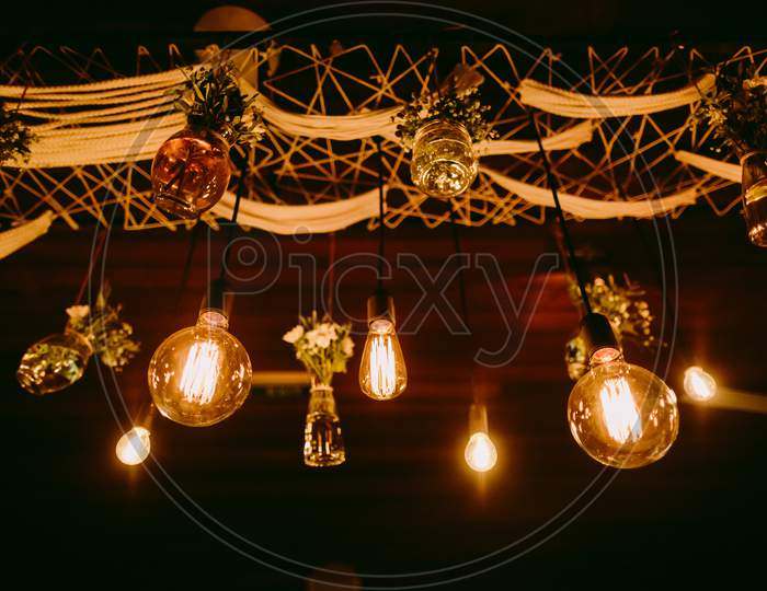 Vintage Light Bulbs In Bar