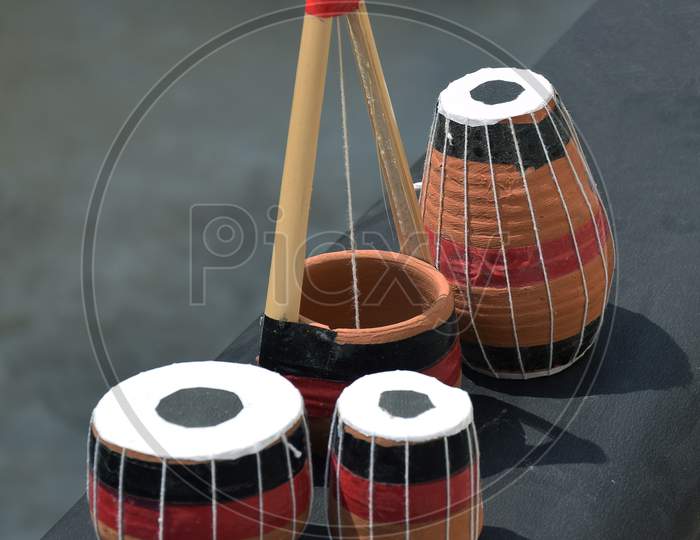 Miniature version of Indian musical instruments