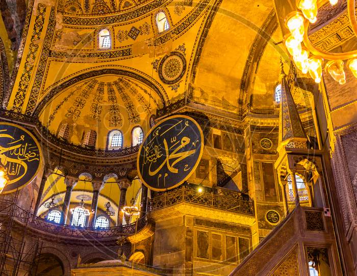 Istanbul, Turkey - January 6: Interior Of Hagia Sophia Museum On