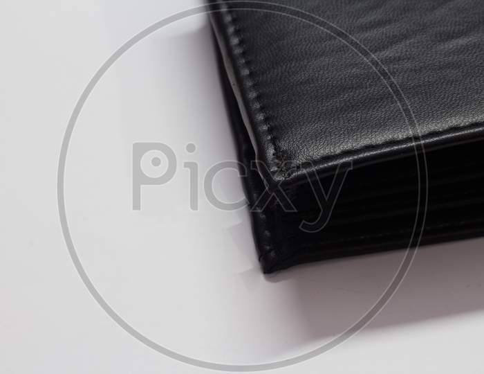 Black Wallet Isolated On White Background With Space For Text