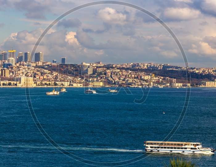 Vew Of The Bosphorus Strait In Istanbul - Turkey