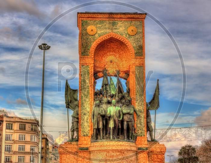 Monument Of The Republic On Taksim Square In Istanbul - Turkey