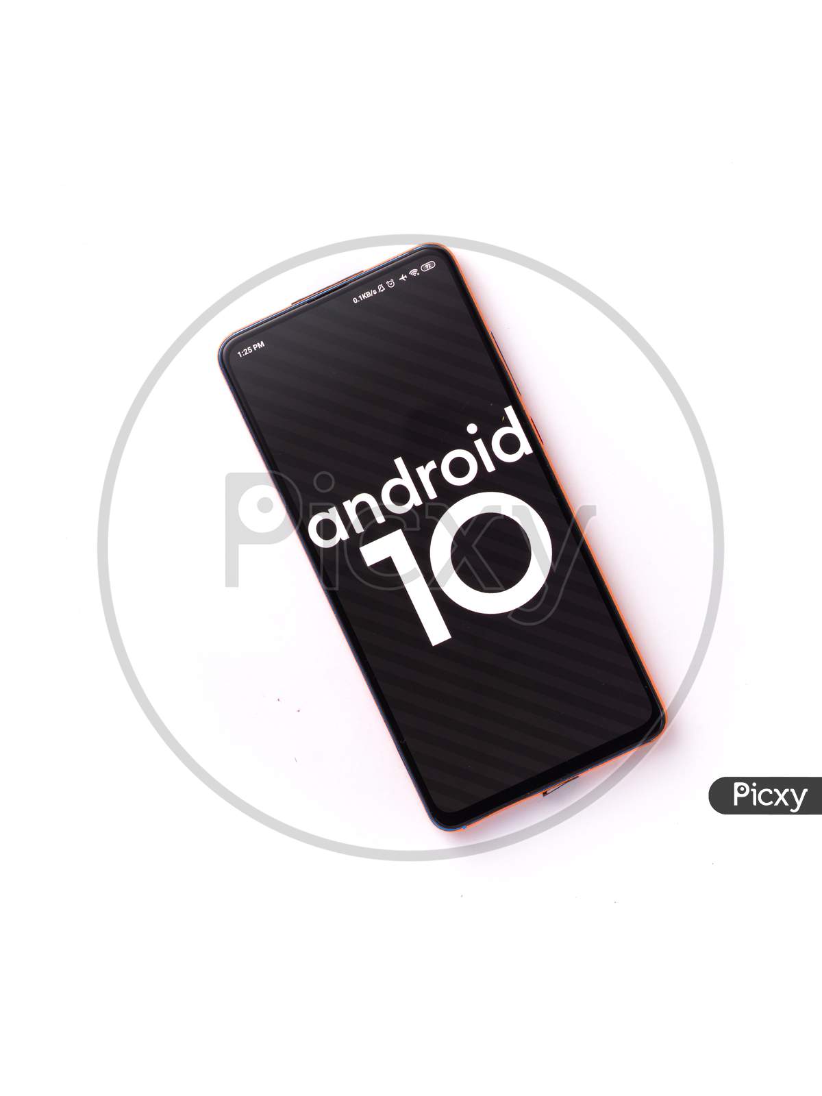 Phone with android 10 Q logo which is the newest operating system of android. wednesday, february 26,2020, Assam, india.