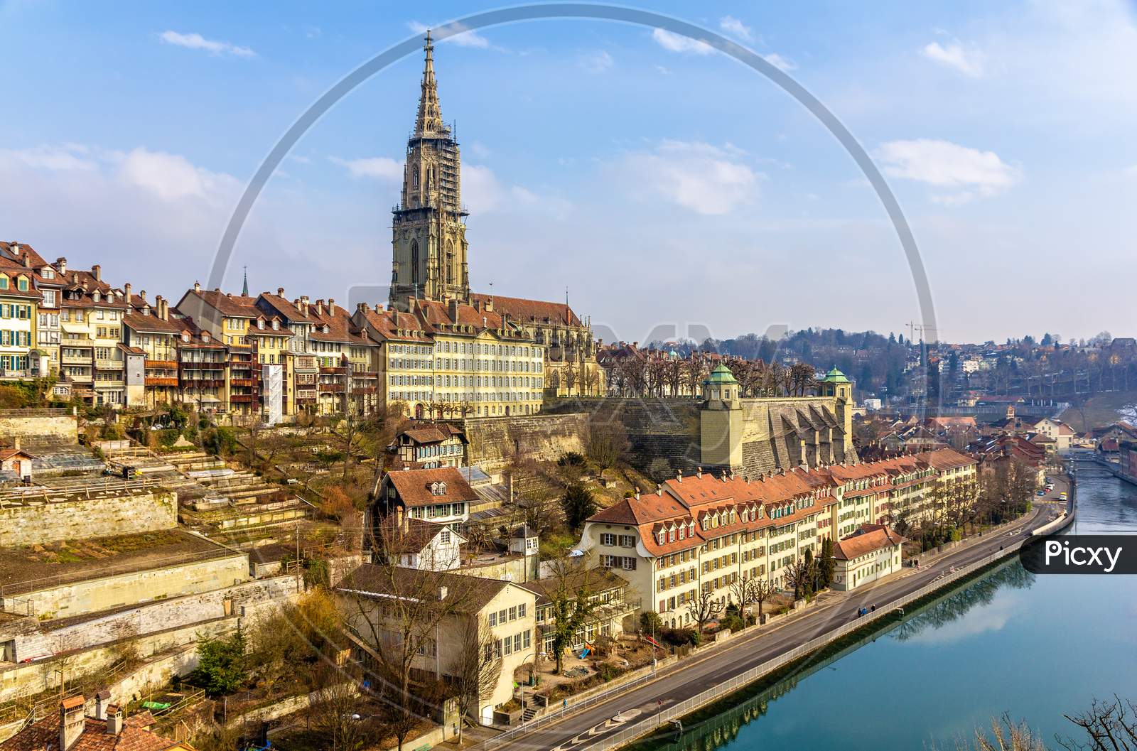 View Of Bern Old Town Over The Aare River - Switzerland