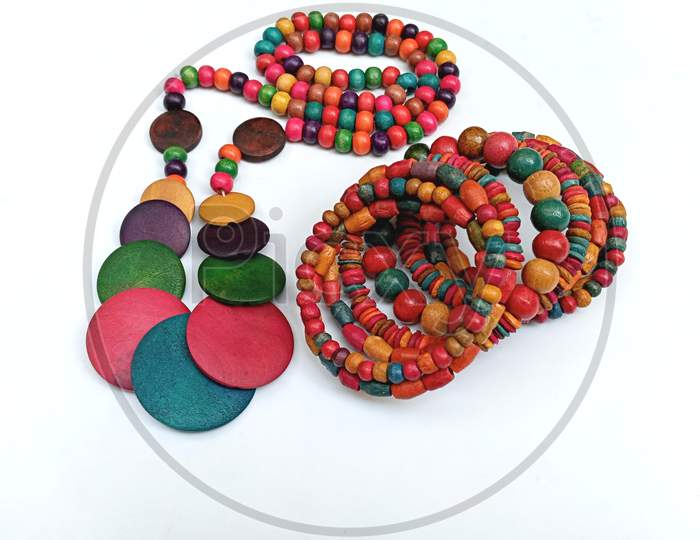 Wooden beads ethnic jewelry.