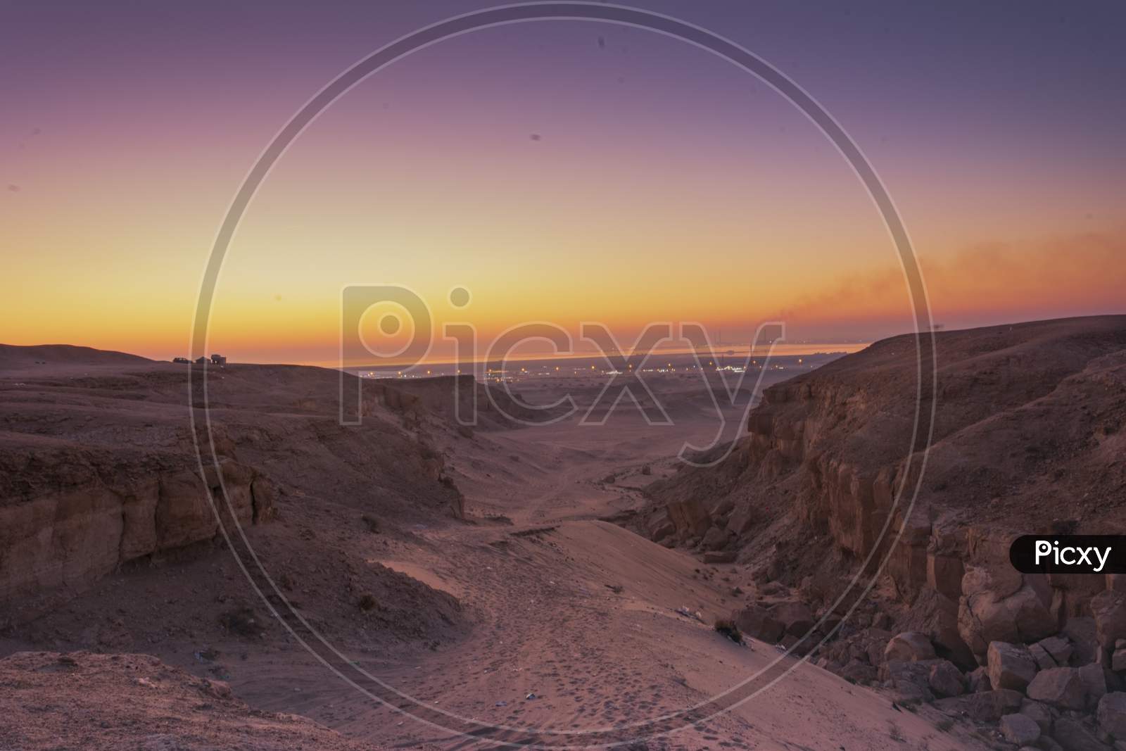 A huge sand dunes in the arabian deserts in early morning sunrise