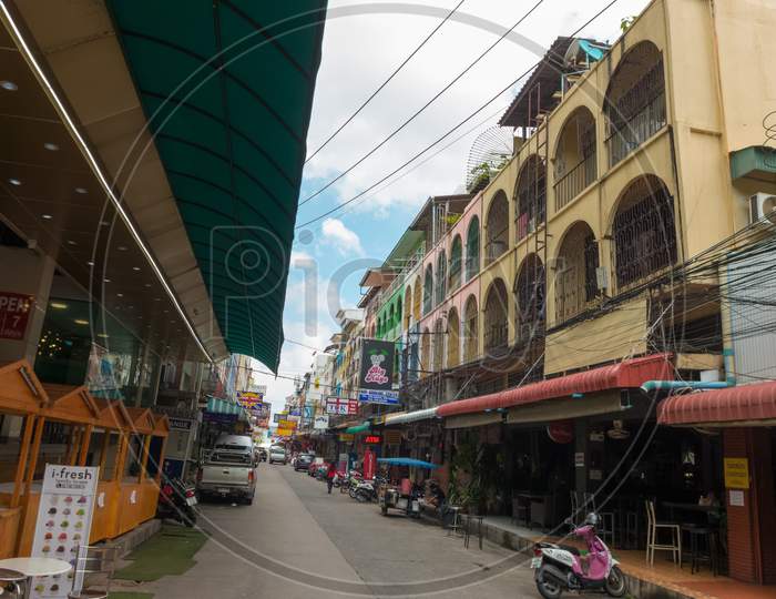 Pattaya,Thailand - October 25,2018:Soi 13/1 This Is The Beginning Of The Street,When You Come From Second Road.There Are Many Bars And Restaurants.