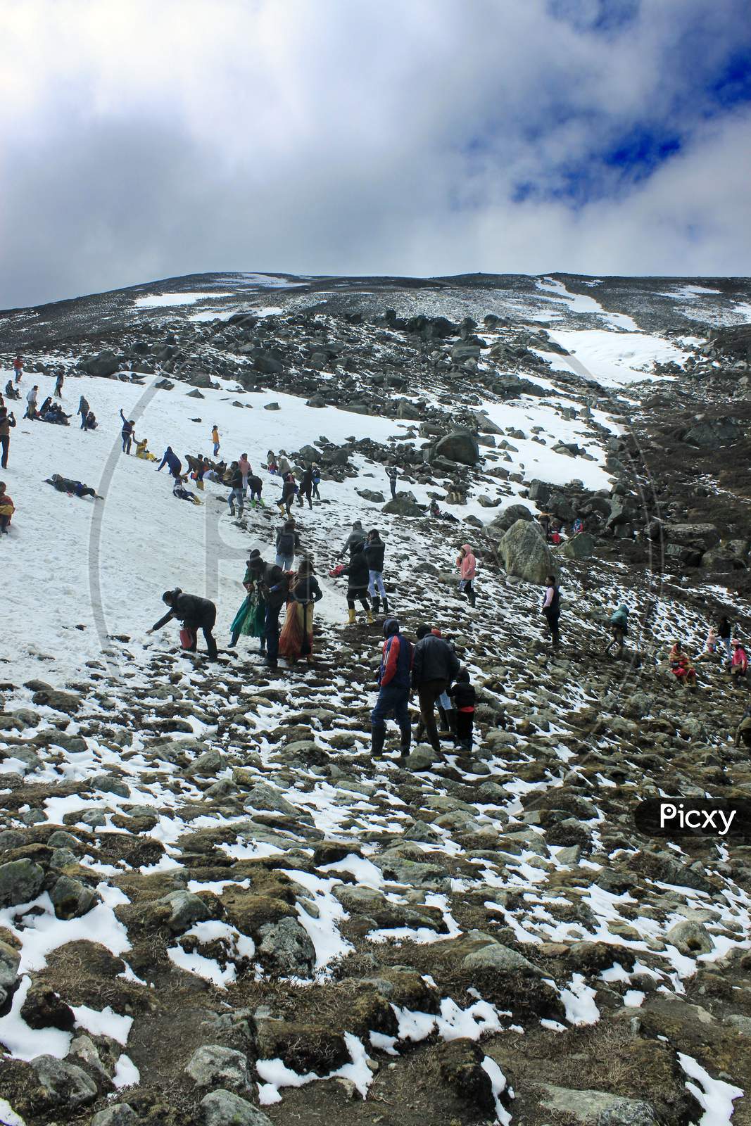 People on a Snow Capped Mountain in Sikkim