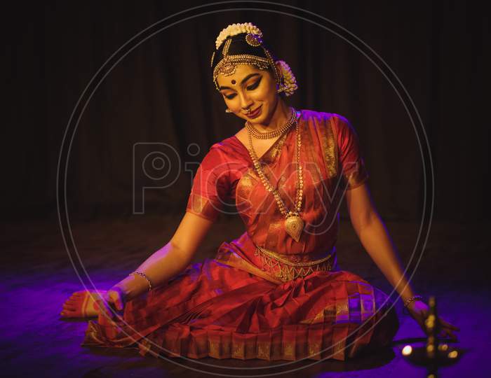 A Young Bharatnatyam Dancer Looks At Balrama At The Manamohana Event On December 6,2018 At Sevasadan Hall In Bengaluru,India