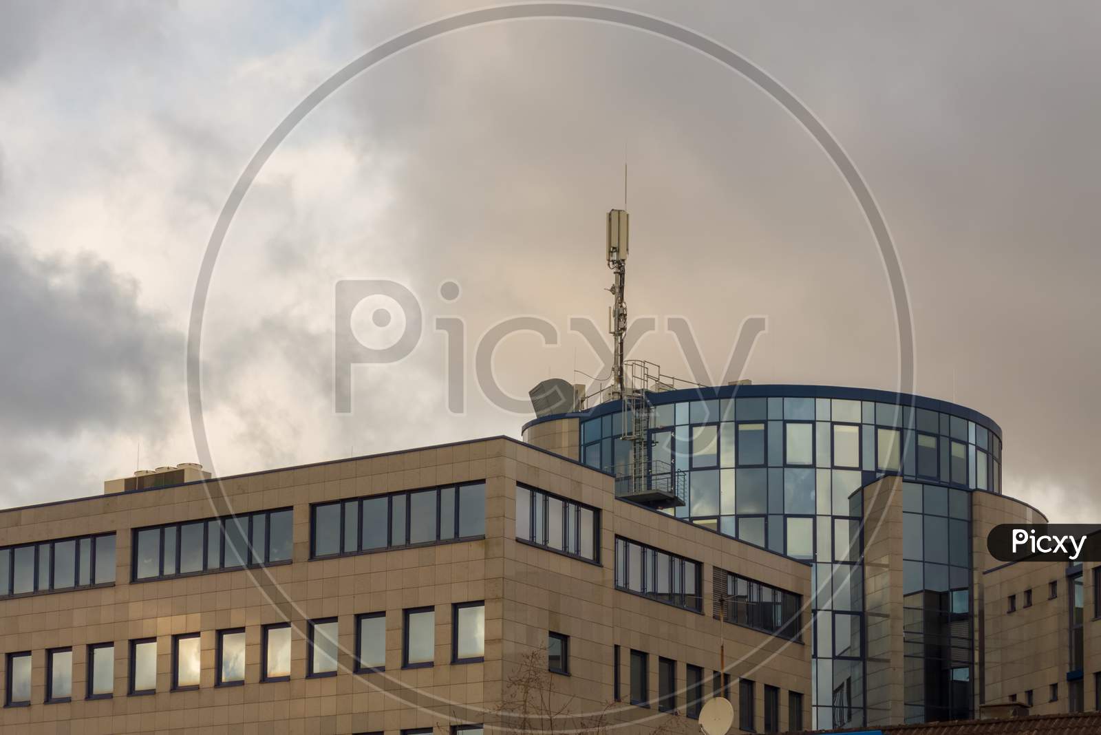 Modern Buildings In A German Town,Shot From A Public Place