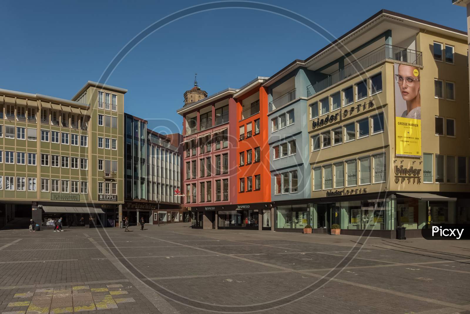 Stuttgart,Germany - February 24,2019:Rathausplatz This Place In The Center Of The City And There Are Many Shops In Old Buildings Around.