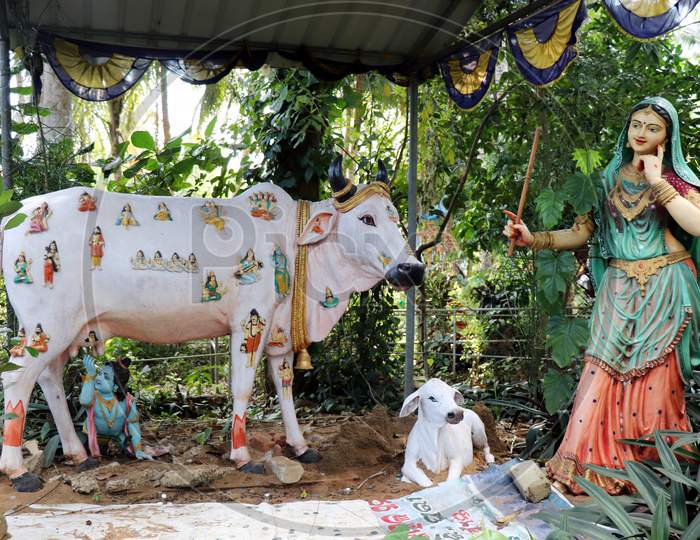 Cow Statues in Gupta Vrindavan Temple in Puri, Odisha