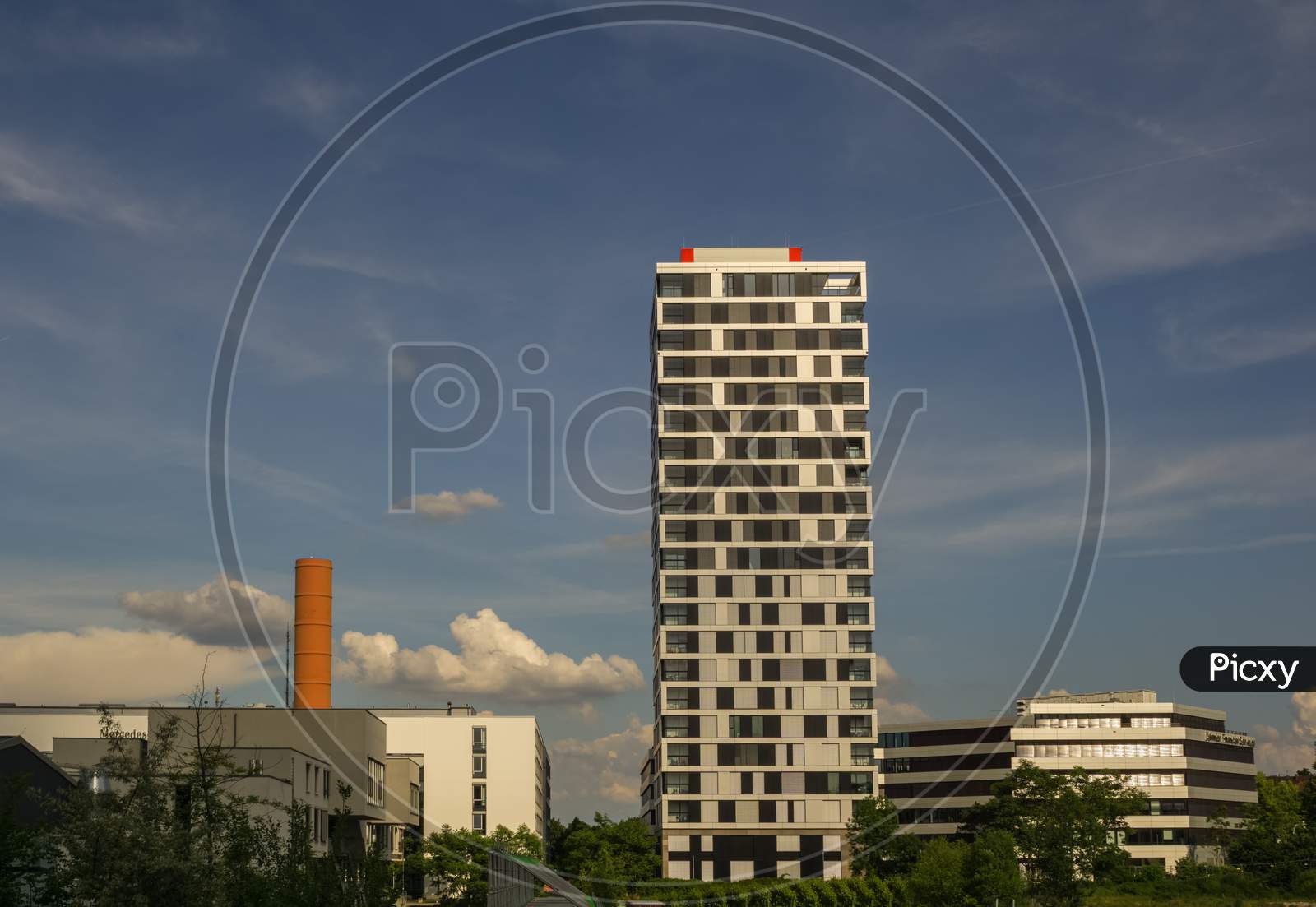 Stuttgart,Germany - May 25,2018: Skyline This Is The Biggest Apartment Building Of The City.It'S New,Modern And In Stresemannstrasse.There'S A Restaurant Inside,Too.