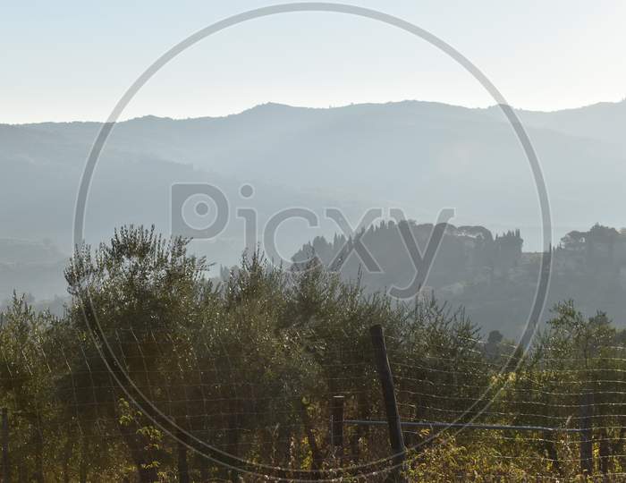 The mountain view on the early morning in Tuscany Italy