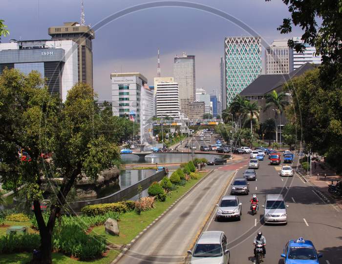 Jalan Medan Merdeka, In Jakarta On A Sunny Day