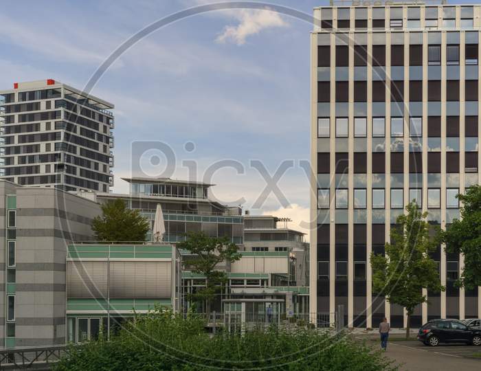 Stuttgart,Germany - May 25,2018: This Is A Small Office Building Of The Robert Bosch,The Big Electronics Company.It'S In Maybachstrasse.