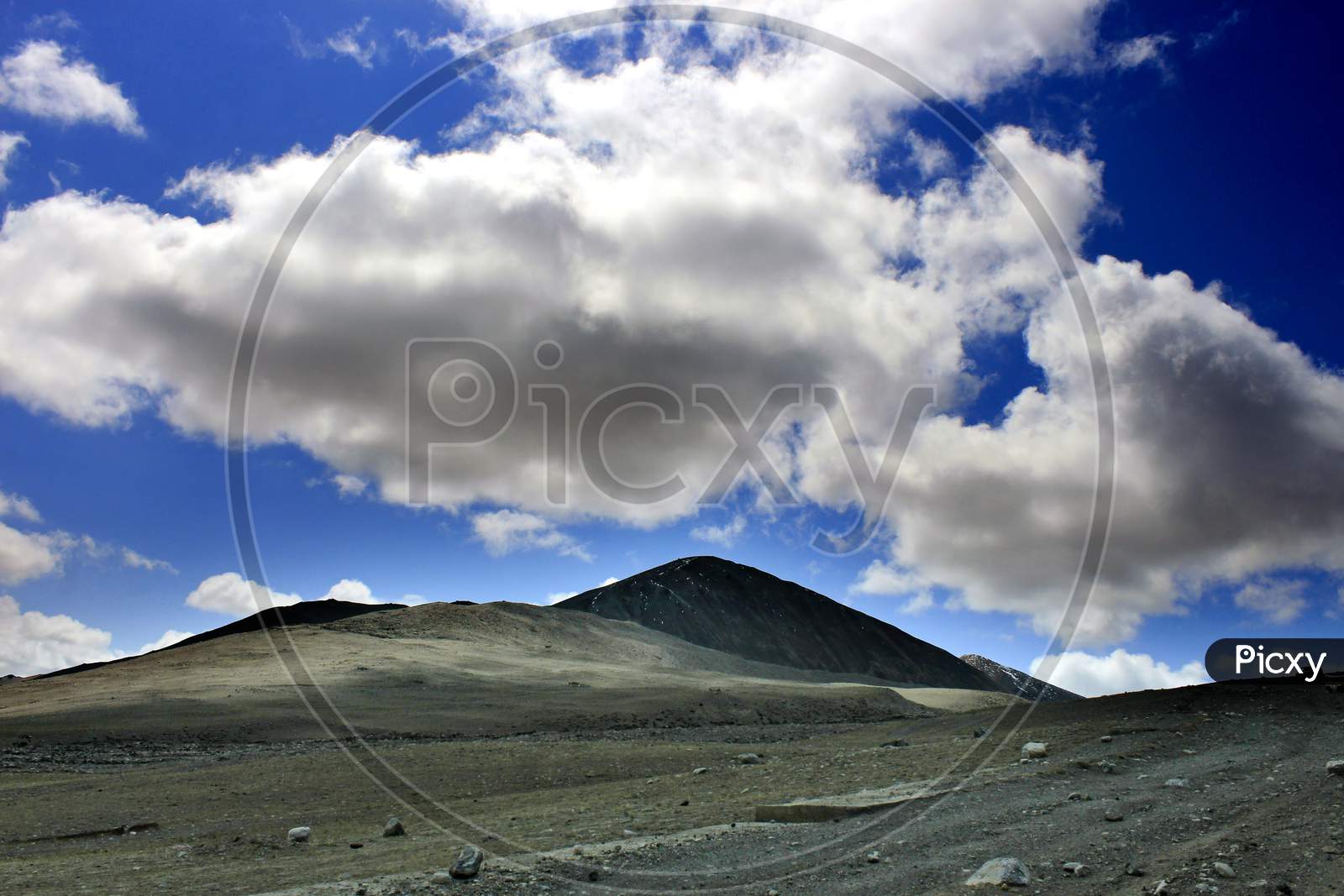 Mountains of Sikkim with Blue Sky and Huge Clouds