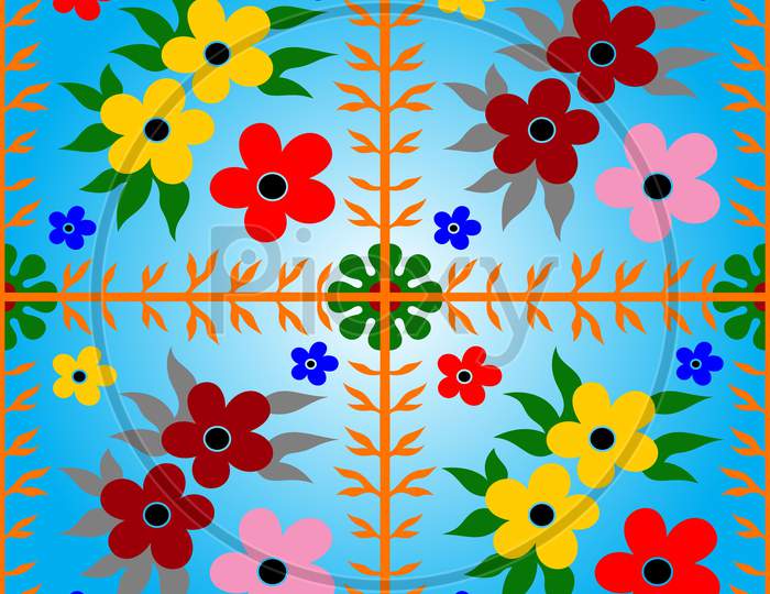 Colorful Abstract Ripped Flowers Background Pattern Design.