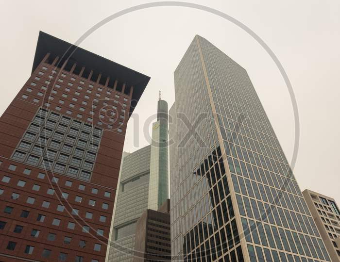 Frankfurt(Main),Germany - March 03,2018: Main Tower And Garden Tower These Towers Are In The Centre Of The City,Behind Taunustor.Inside Are Shops,Companies Offices,Restaurants And Lounges.