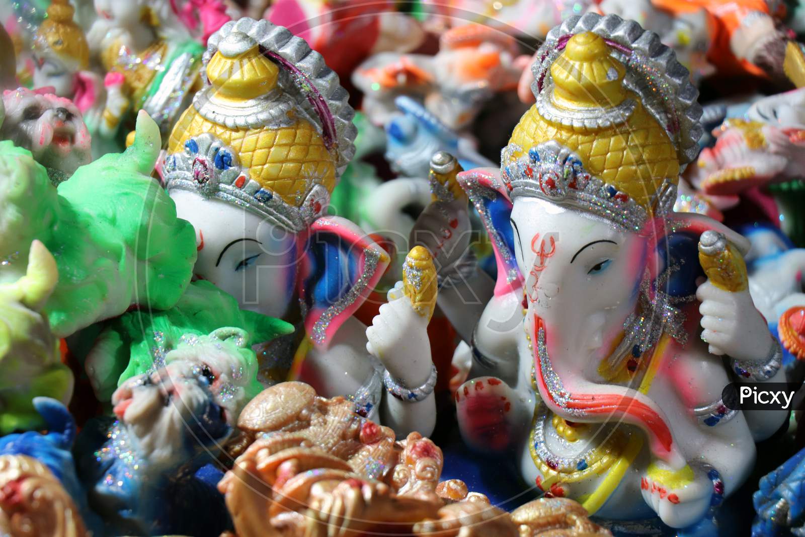 Selective Focus on Lord Ganesha Idol in a Store