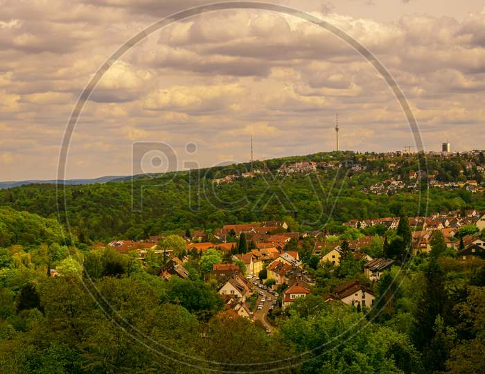 This Is The View From Oesterfeld To A Part Of Stuttgart In The Direction To The Tv Tower