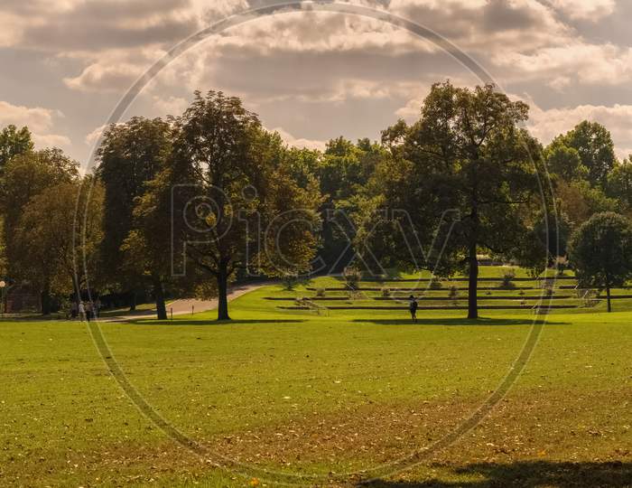 A Public Park In Germany In The Beginning Of Autumn