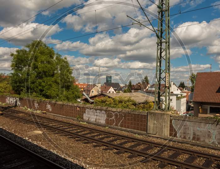 Stuttgart,Germany - September 22,2018: Rohr This Is The View From The Train Station To Parts Of The District And To The Colorado Tower In Vaihingen.