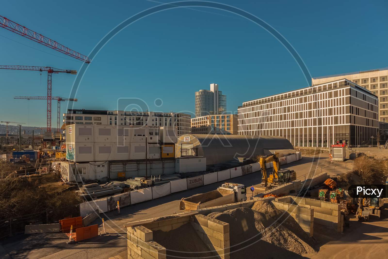 Stuttgart,Germany - February 24,2019:Budapester Platz This Is A Construction Site In The Direction To The Main Station.It Is Part Of The Infamous Project Stuttgart 21.