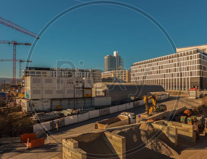 Stuttgart,Germany - February 24,2019:Budapester Platz This Is A Construction Site In The Direction To The Main Station.It Is Part Of The Infamous Project Stuttgart 21.