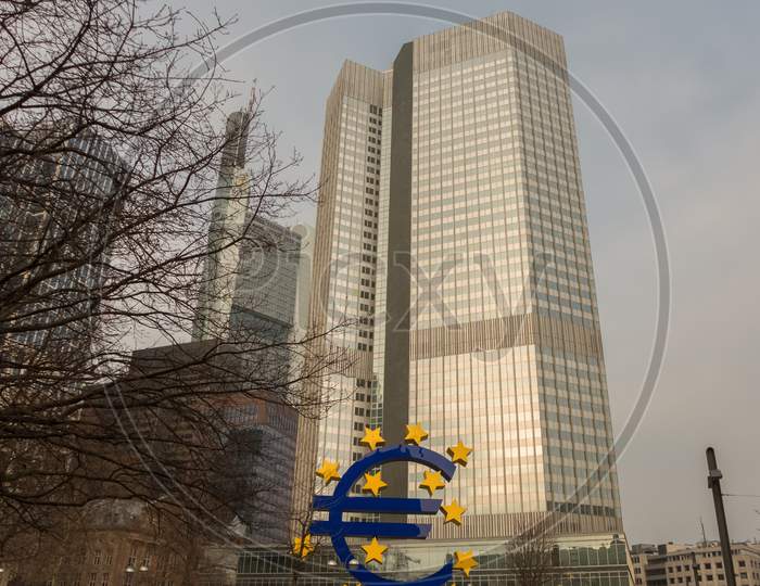 Frankfurt(Main),Germany - March 03,2018:Gallusanlage These Are Business Buildings Of Banks And Insurances.The Skyscrapers Are In The Centre Of The City.
