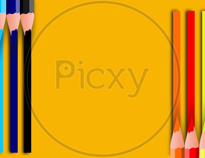 Colorful pencils with copy space isolated on brown background, education frame concept. Vector pencil colors background art style can be used in cover design, book design, poster, website backgrounds.