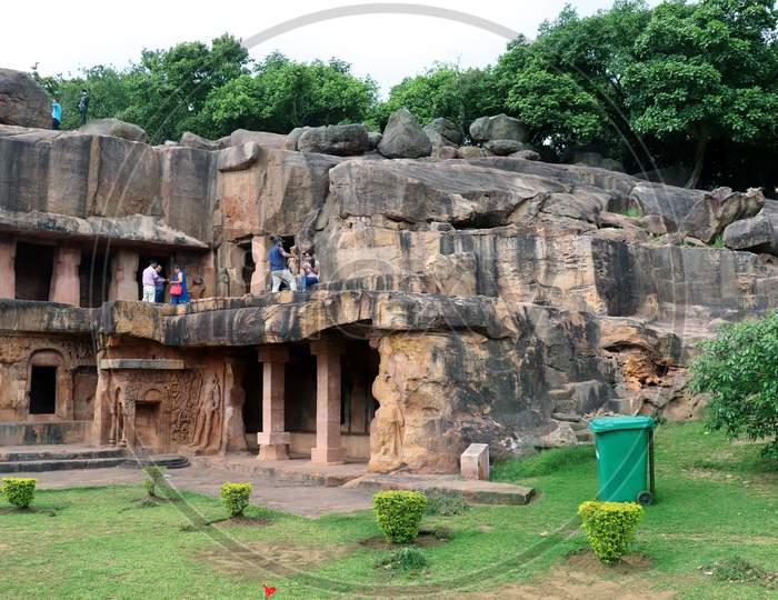 People at Udaigiri Caves an Archaeological site in Madhya Pradesh