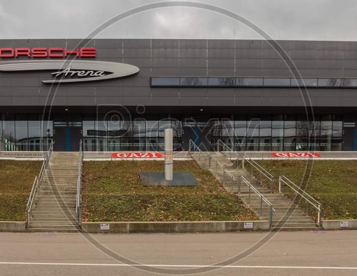 Stuttgart,Germany - March 02,2019:Bad Cannstatt The Porsche Arena Is A Big Hall For Sport And Music Events Near Martin-Schleyer-Halle.