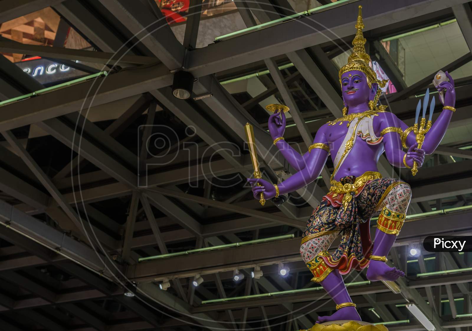 Bangkok,Thailand - October 30,2018:Suvarnabhumi Airport This Is A Statue To Show The Culture Of Buddhism.It Is At The Beginning Of The Duty Free Area.