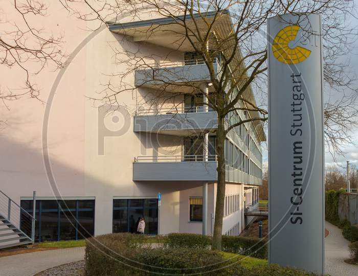 Stuttgart,Germany - January 19,2018: Si-Centrum This Is The Administration Building Of The Entertainment Complex,Which Is In Moehringen.There Are Hotels,Musicals,A Cinema,Casinos,Restaurants And Bars.
