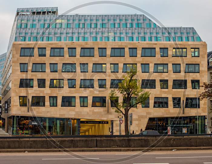 Stuttgart,Germany - January 12,2018: Holzstrasse This Is A Modern And New Business Building With Shops And Offices.It'S In The Center Of The City.