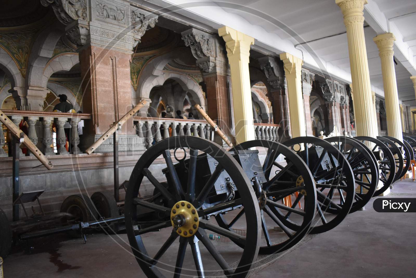 few ancient old canons used in the war are Placed in a museum