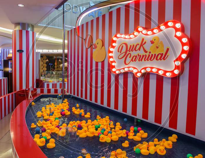 Pattaya,Thailand - April 12,2019:Beachroad This Is Duck Carnival,A Small Place For Kids,Which Is In The Old Royal Garden Plaza Mall.