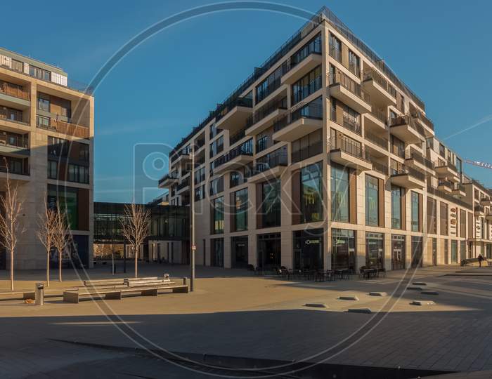 Stuttgart,Germany - February 24,2019:Mailaender Platz This Is Milaneo,A Modern Complex With A Shopping Mall,Apartments And A Hotel.It Is Opposite The City Library.
