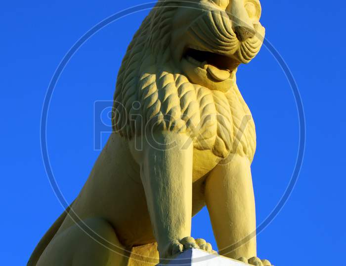 Lion Idol in Dhauli Shanti Stupa Buddhist temple