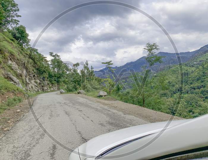 The Road In Mountains In Swat Valley. The View From The Car