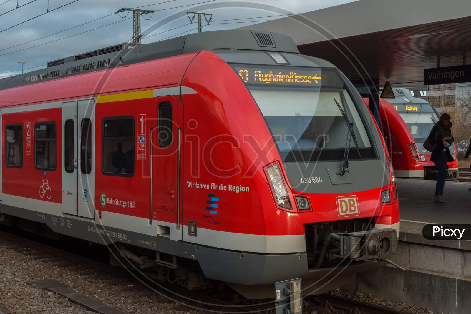 Stuttgart,Germany - January 29,2018: Vaihingen This Is A Train At The Station,Which Is Near The Industrial Area.Vaihingen Is A District At The Edge Of The City.