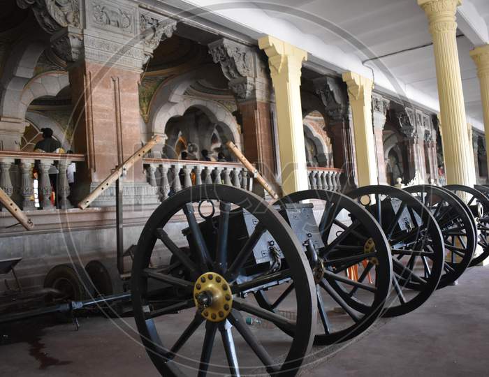 few ancient old canons used in the war are Placed in a museum